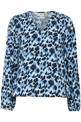 Fransa Kiki Blouse - Blue/Black Print