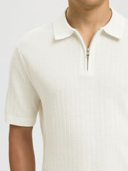 Selected Homme Cran Zip Polo - Egret