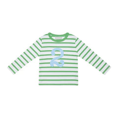 Bob & Blossom - Grass Green & White Breton Striped Cotton T Shirt