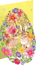 Roger La Borde Lasercut Floral Egg Bunnies Easter Card