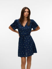 Vero Moda Alba Short Dress - Navy Blazer/ Lemons
