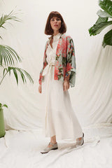 One Hundred Stars Chrysanthemum Aqua Short Kimono
