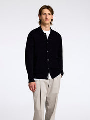 Selected Homme Tray Knit Merino Polo Cardigan - Black