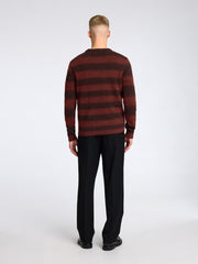 Selected Homme Rai Knit Relaxed Ombre Crew Neck - Red Ochre/Chocolate