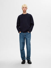 Selected Homme Mike Knit Crewneck Sweatshirt - Sky Captain