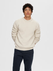 Selected Homme Dane Crew Neck Jumper - Oatmeal