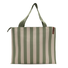 Lara Shopper Tote Bag - Ecru/Khaki Stripe