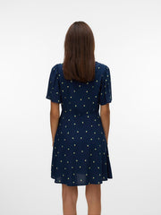 Vero Moda Alba Short Dress - Navy Blazer/ Lemons