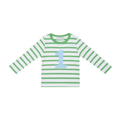 Bob & Blossom - Grass Green & White Breton Striped Cotton T Shirt