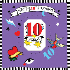 Sooshichacha Age 10 Tattoo Birthday Card