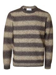 Selected Homme Rai Knit Relaxed Ombre Crew Neck - Starfish/Chocolate