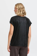 Fransa Franny Top - Black Metallic