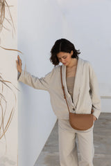 Monk & Anna - Farou Vegan Half Moon Bag / Acorn