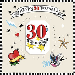 Sooshichacha Age 30 Tattoo Birthday Card