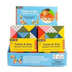 Kikkerland Twist-A-Zoo Wooden Twist Puzzel