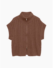 Vero Moda Bang High Neck Zipper Vest - Cocoa Brown / Melange