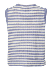 Pieces Malou Stripe Cardigan Vest - Silver Bullet/Birch