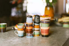 HKliving 70's Ceramics Espresso Mugs Retro - Set of 4