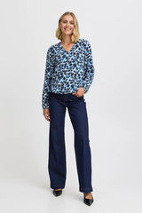 Fransa Kiki Blouse - Blue/Black Print