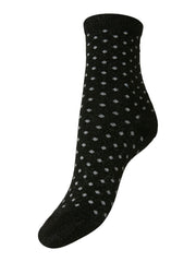 Pieces Ebby Glitter Long Pattern Socks - Black/Small Dots