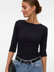Aware Thea 3/4 Boatneck Top - Black
