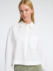 Selected Femme Astha Long Sleeve Cropped Boxy Shirt - Bright White