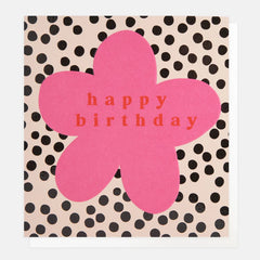 Caroline Gardner - Pink Flower On Dots Birthday Card