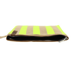 Billie Zip Pouch Bag - Neon Yellow/Beige Stripe