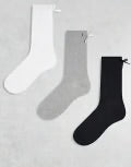 JJXX Pack of Three Ribbon Socks- Black and White