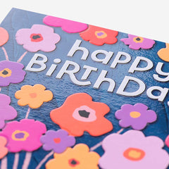 Pigment Gesso Floral Stripe Vase Birthday Card