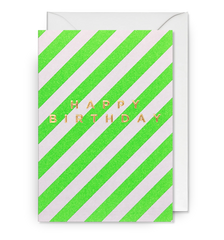 Lagom Design Green Striped Happy Birthday Card