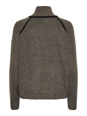 Pieces Lola High Neck Knit Pullover - Morel/Black