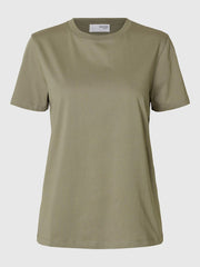 Selected Femme Essential Boxy Tee T-Shirt Vetiver