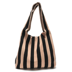Lois Shopper Tote Bag - Ecru/Black Stripe