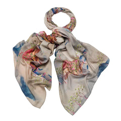 One Hundred Stars - Oriental Landscape Grey Scarf