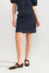 Numph Nualetta Mini Skirt - Dark Blue Denim
