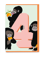 Noi Publishing Age 4 Gorilla Birthday Card