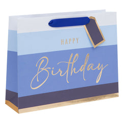 Glick Large Happy Birthday Stripe Landscape Gift Bag