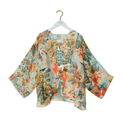 One Hundred Stars China Tree Aqua Kimono