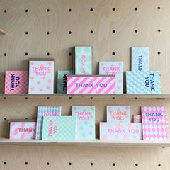 Petra Boase Pack Of 12 Thank You Notecards - Fluoro Orange Stars