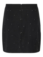 Pieces Eva Rhinestone Mini Skirt - Black/Rhinestone