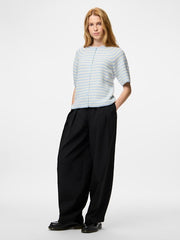 Pieces Malou Short Sleeve Cardigan- Cashmere Blue/Birch