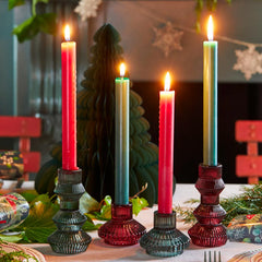 Talking Tables Midnight Forest Glass Candlestick Holder - Green