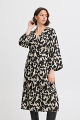 Fransa Lelu Wrap Dress - Black Leopard