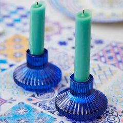 Talking Tables Midnight Forest Glass Candle Holder - Cobalt Blue