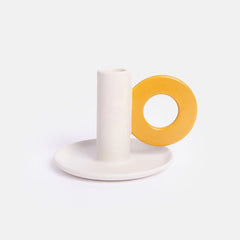 Caroline Gardner - Cream/Mustard Loop Stoneware Candle Holder