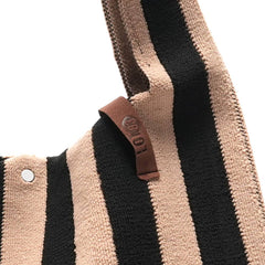 Lois Shopper Tote Bag - Ecru/Black Stripe