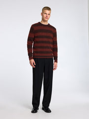 Selected Homme Rai Knit Relaxed Ombre Crew Neck - Red Ochre/Chocolate