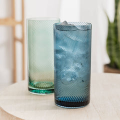 Twist Highball Glass Tumblers - Set of 2 Blue/Green