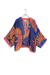 One Hundred Stars Crane Colbalt Kimono